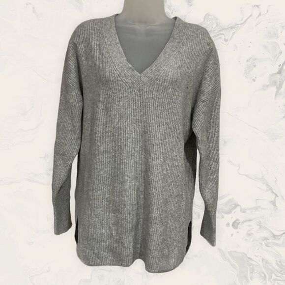 Halogen Cozy V-Neck Tunic Sweater - Size S - Grey Light Heather - Picture 1 of 3